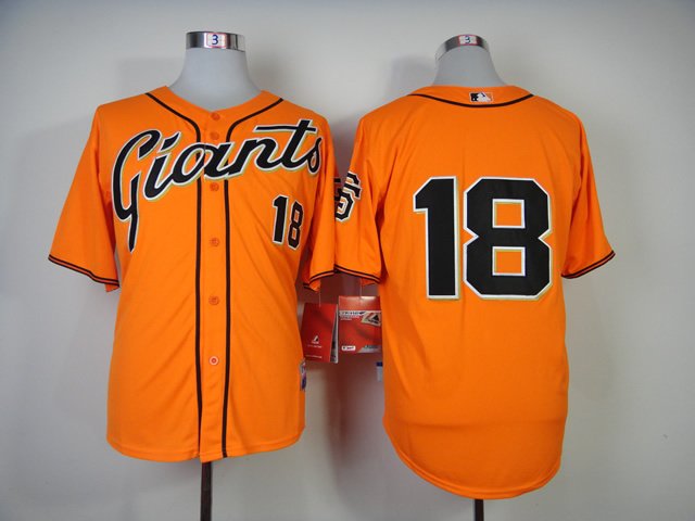 Men San Francisco Giants #18 Cain Orange MLB Jerseys